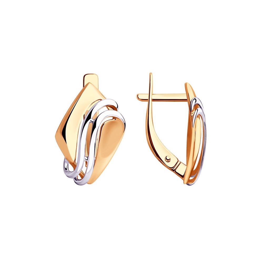 Red Gold earrings 028535 with rhodium