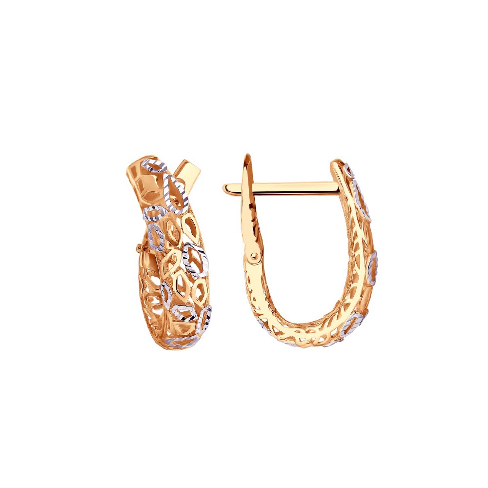 Red Gold earrings 029303 with rhodium