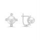 14K white gold earrings 2765 with diamonds and pearls