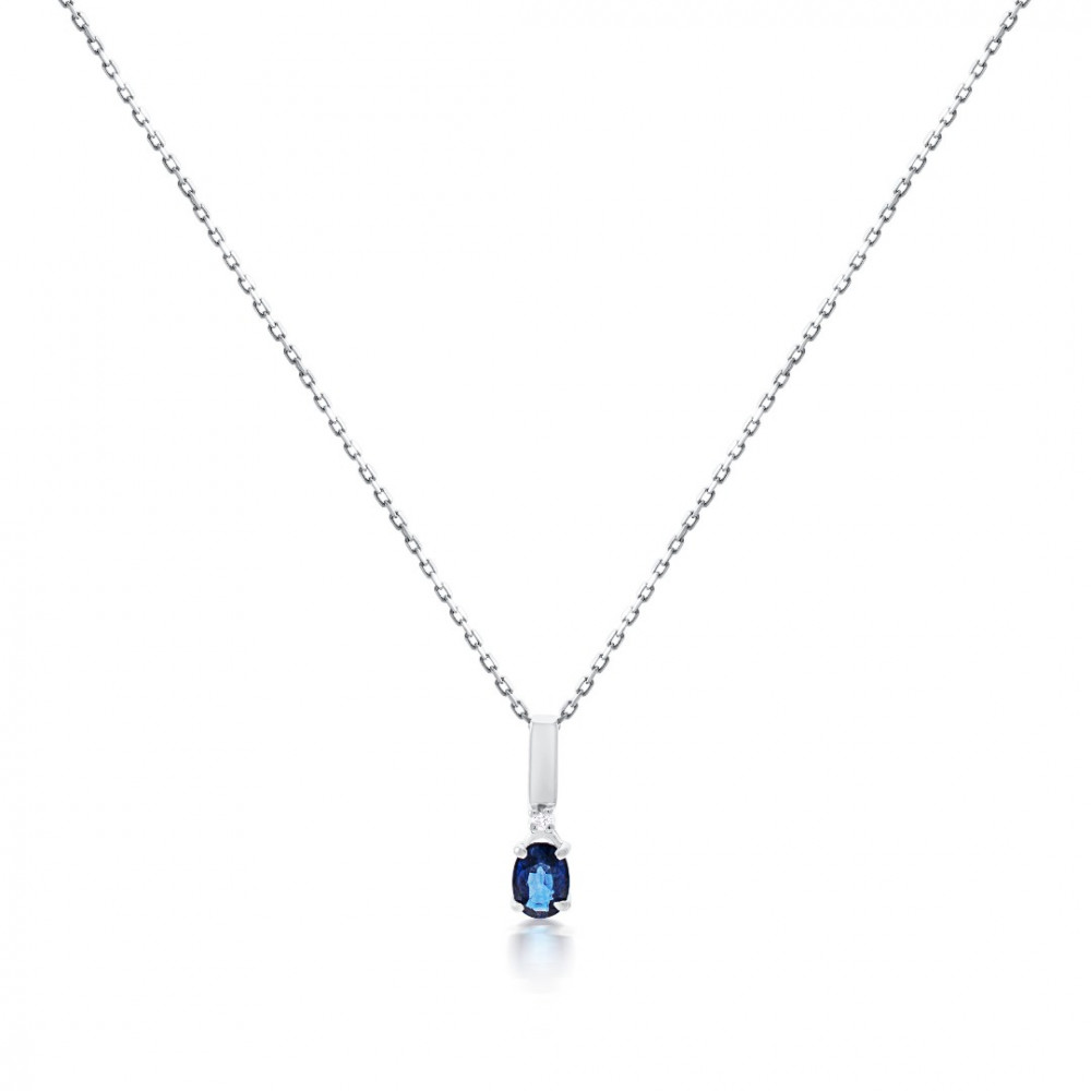Gold necklace 585 with diamond, sapphire