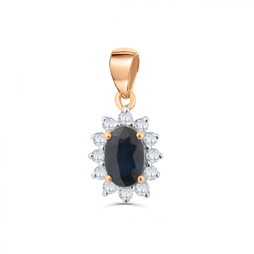 Gold pendant 585 with diamonds and sapphire