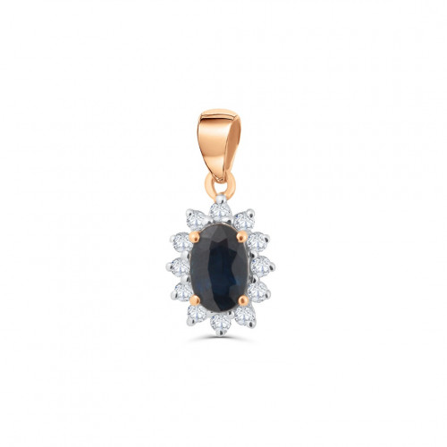 Gold pendant 585 with diamonds and sapphire