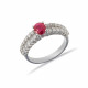 Gold ring 585 with diamonds and ruby