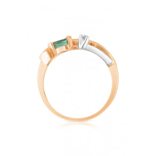 Gold ring 585 with diamond and emerald