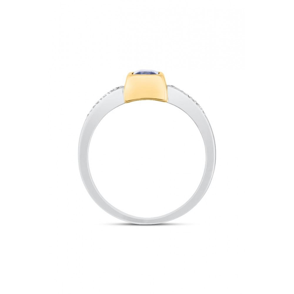 Золотое кольцо 585 с бриллиантами и сапфиром