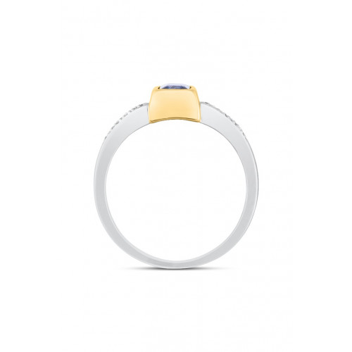 Gold ring 585 with diamonds and sapphire