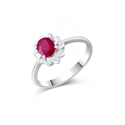 Gold ring 585 with diamonds and ruby