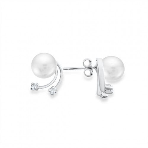 Earrings ZAU0082 with white gold and natural pearl