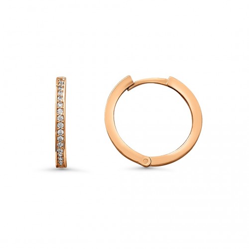Золотые серьги-кольца ZAU0150 из красного золота 585 пробы