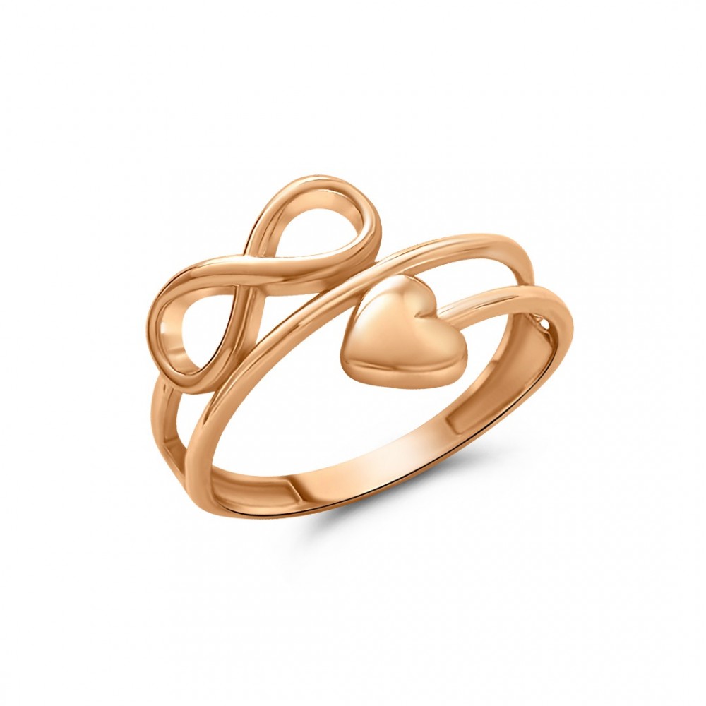 Золотое кольцо "БЕСКОНЕЧНАЯ ЛЮБОВЬ" из красного золота 585 пробы