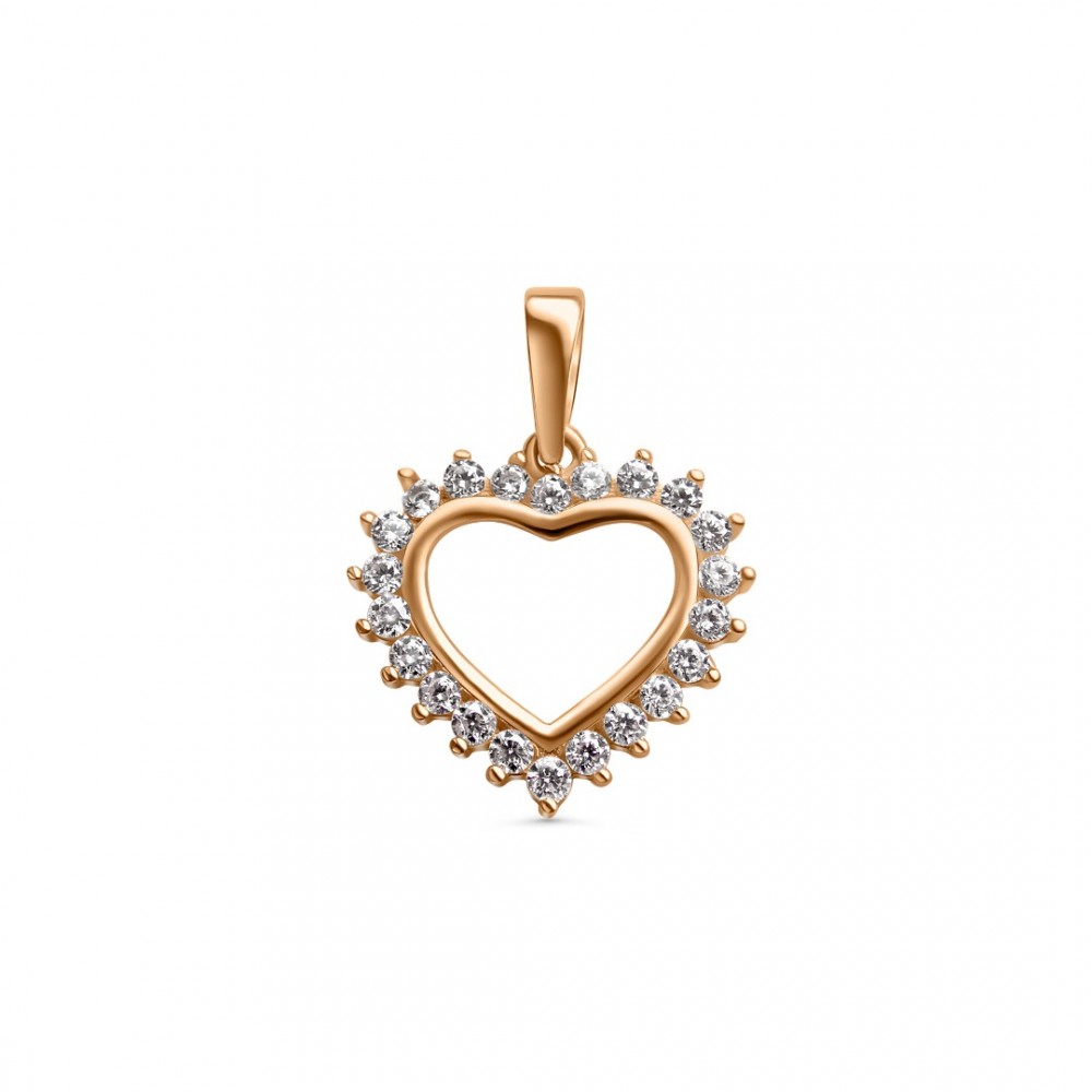 14K Red gold pendant HEART ZKU0032 with pheanites