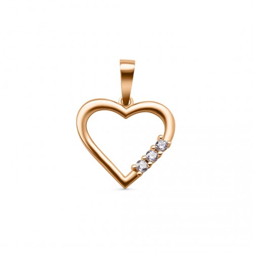 14K Red gold pendant HEART ZKU0035 with pheanite