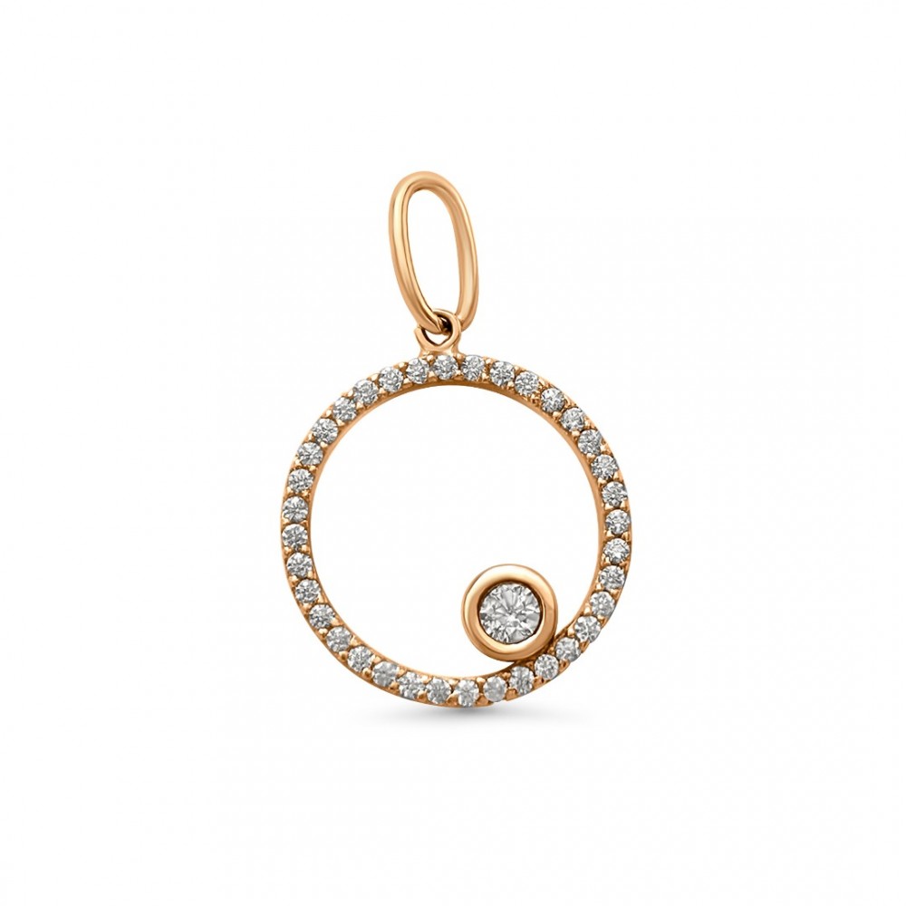 14K Red gold pendant ZKU0038 with cubic zirconia