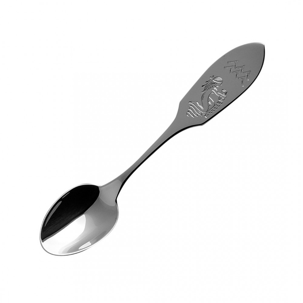 Silver coffee spoon with zodiac sign Aquarius