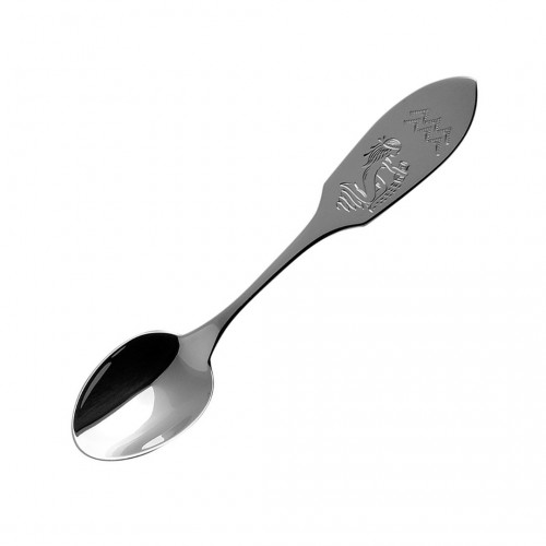 Silver coffee spoon with zodiac sign Aquarius